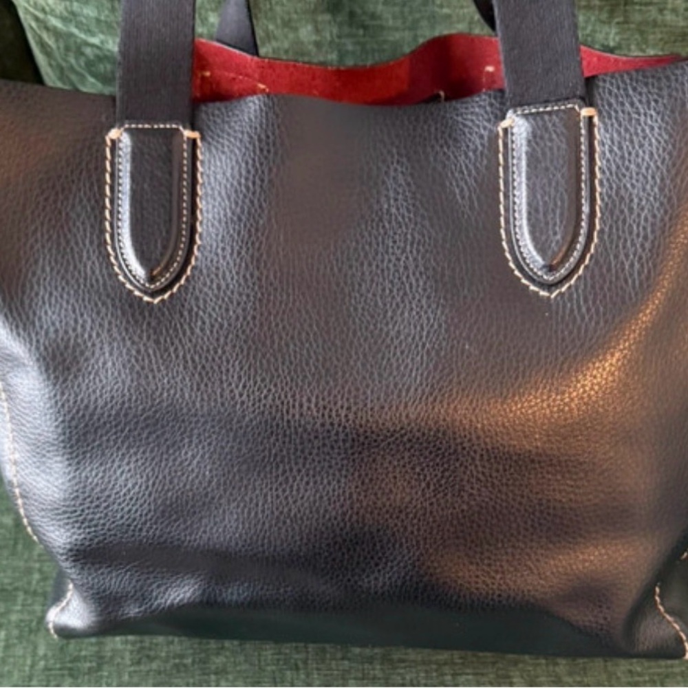 Coach Black Tote with Vibrant Red Interior - Picture 2 of 4